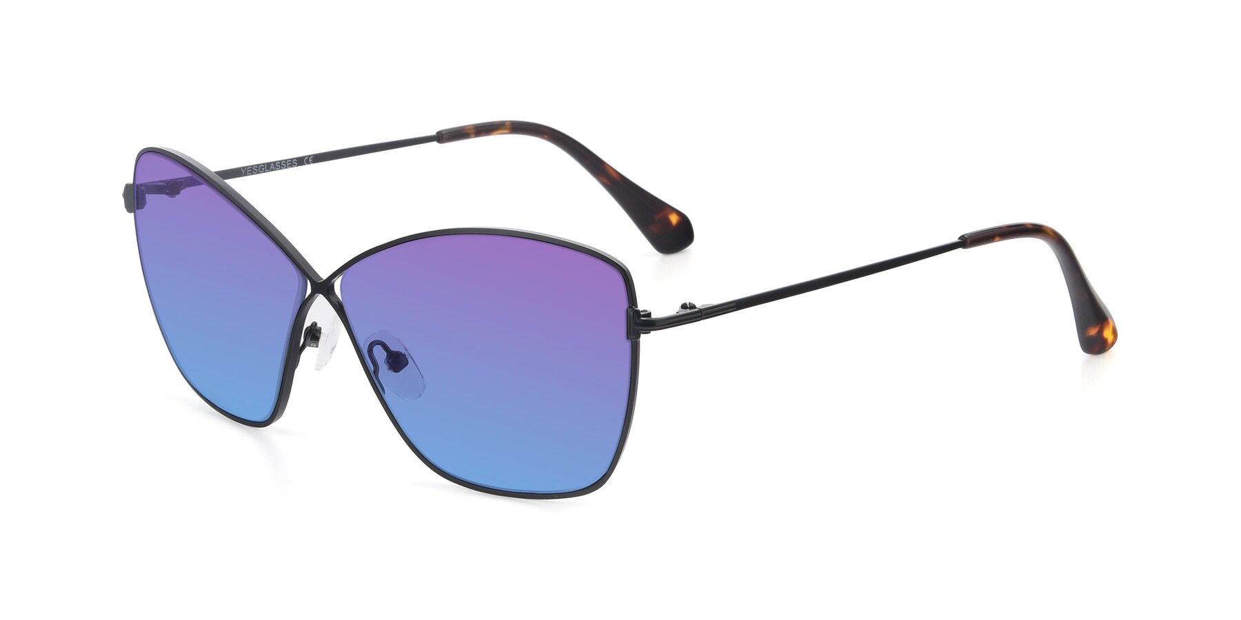 Angle of 9412 in Black with Purple / Blue Gradient Lenses