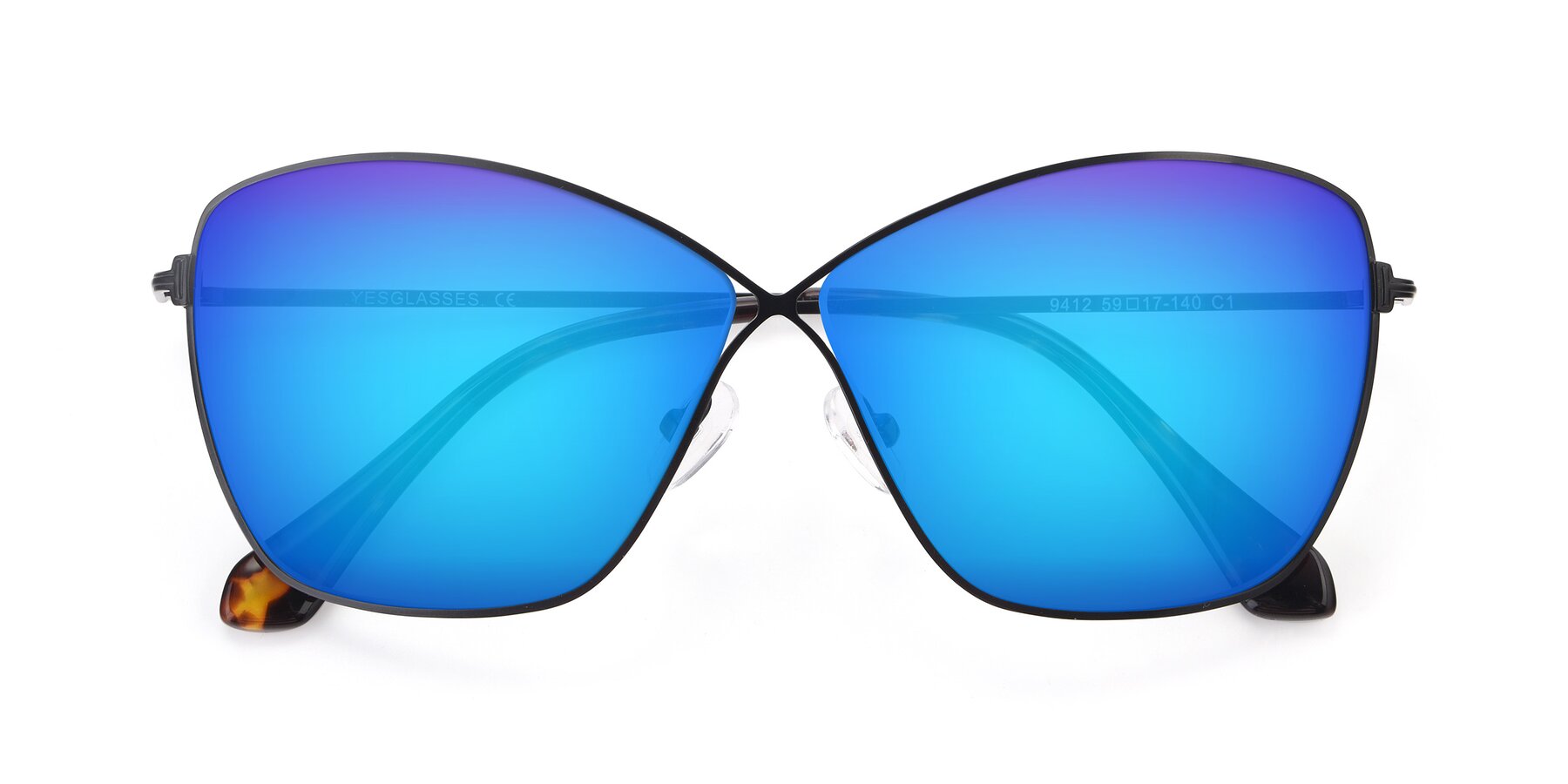 Folded Front of 9412 in Black with Blue Mirrored Lenses
