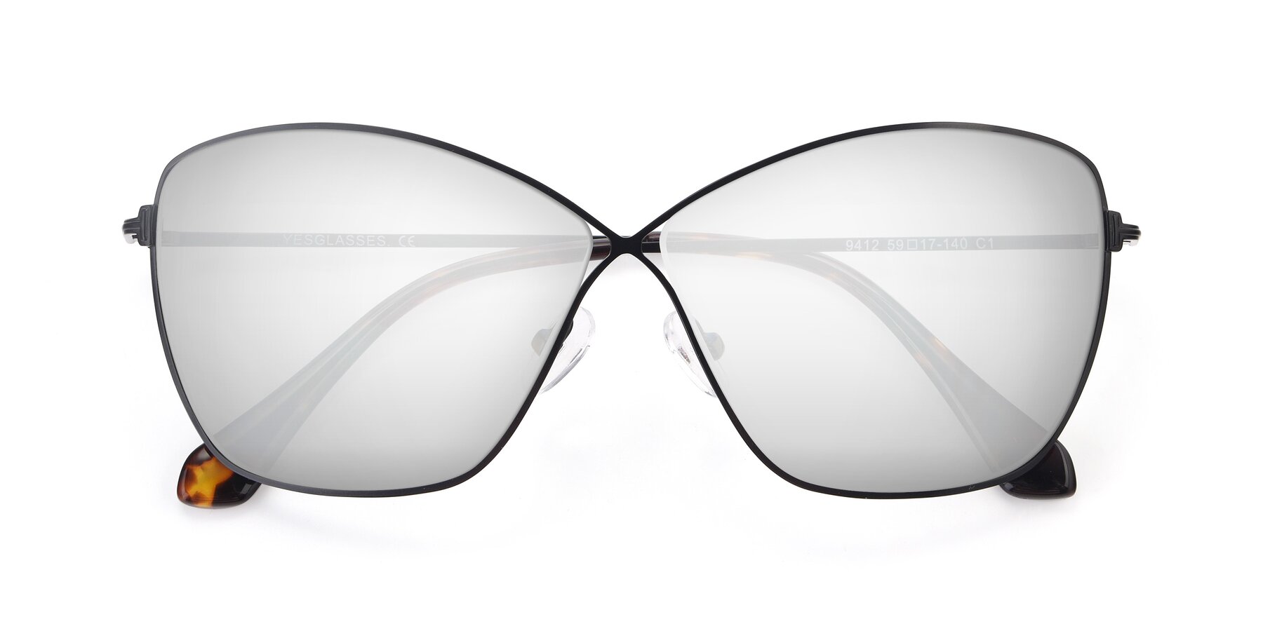 Folded Front of 9412 in Black with Silver Mirrored Lenses