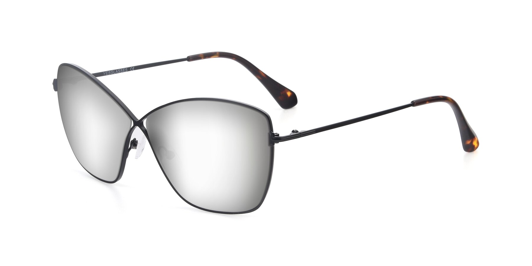 Angle of 9412 in Black with Silver Mirrored Lenses