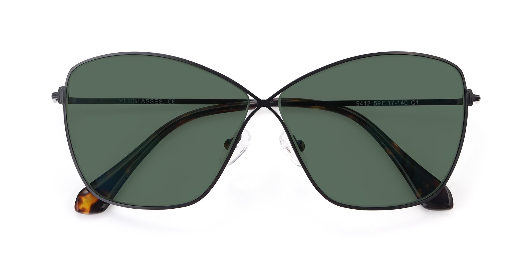 Folded Front of 9412 in Black with Green Polarized Lenses