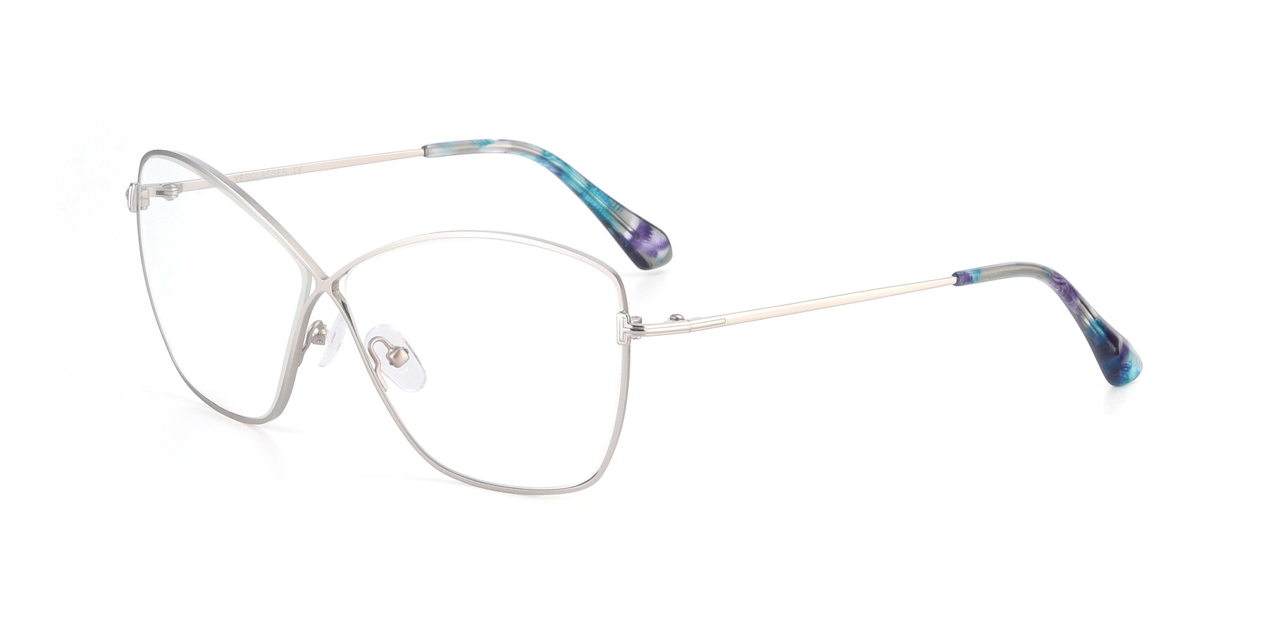 Angle of 9412 in Silver with Clear Reading Eyeglass Lenses