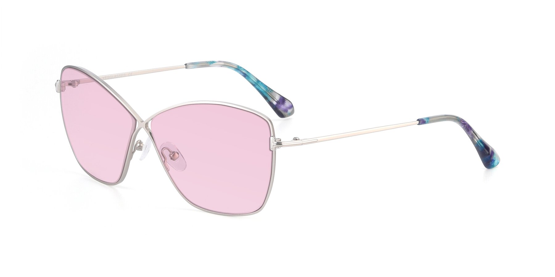 Angle of 9412 in Silver with Light Pink Tinted Lenses