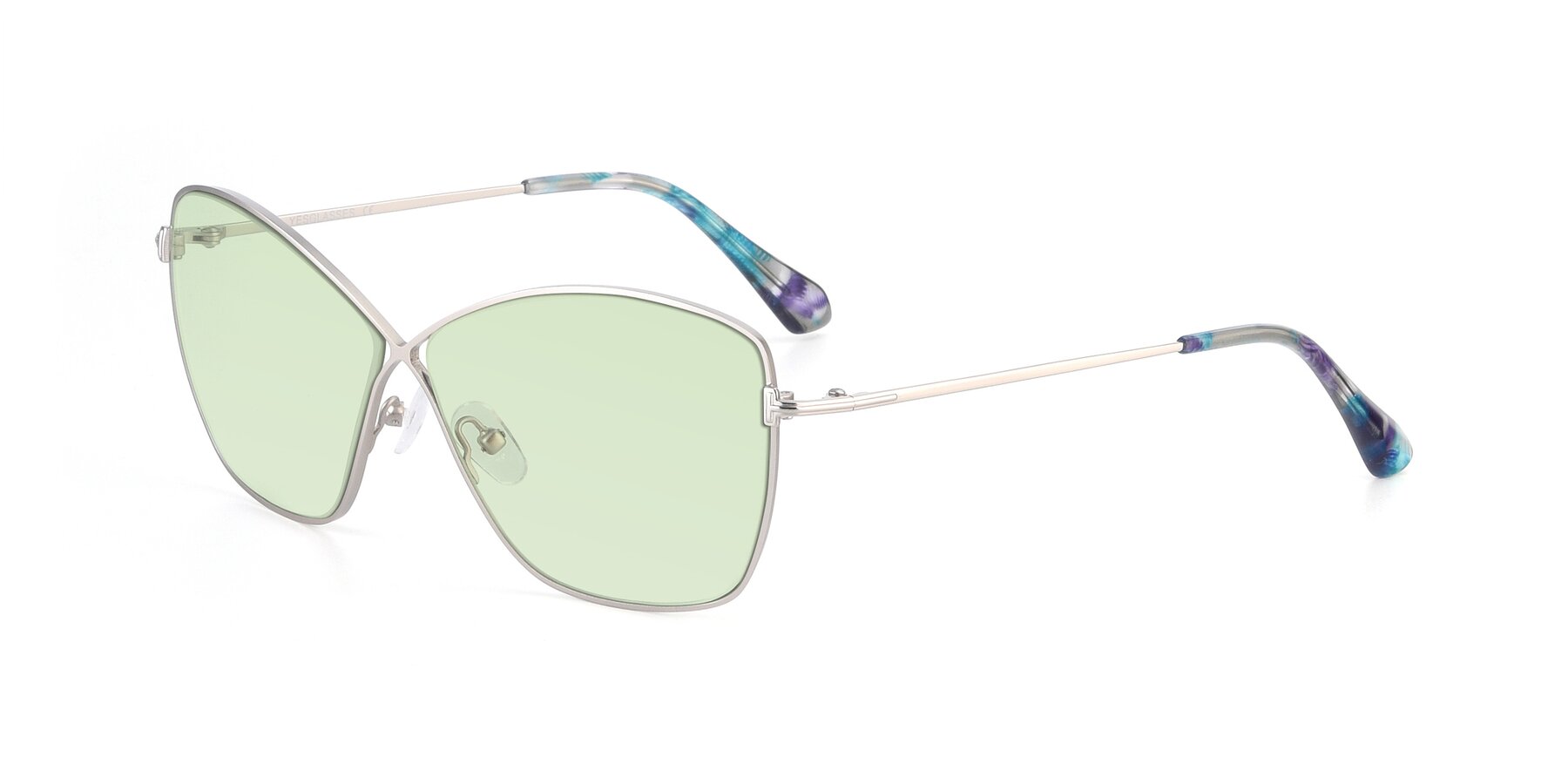 Angle of 9412 in Silver with Light Green Tinted Lenses