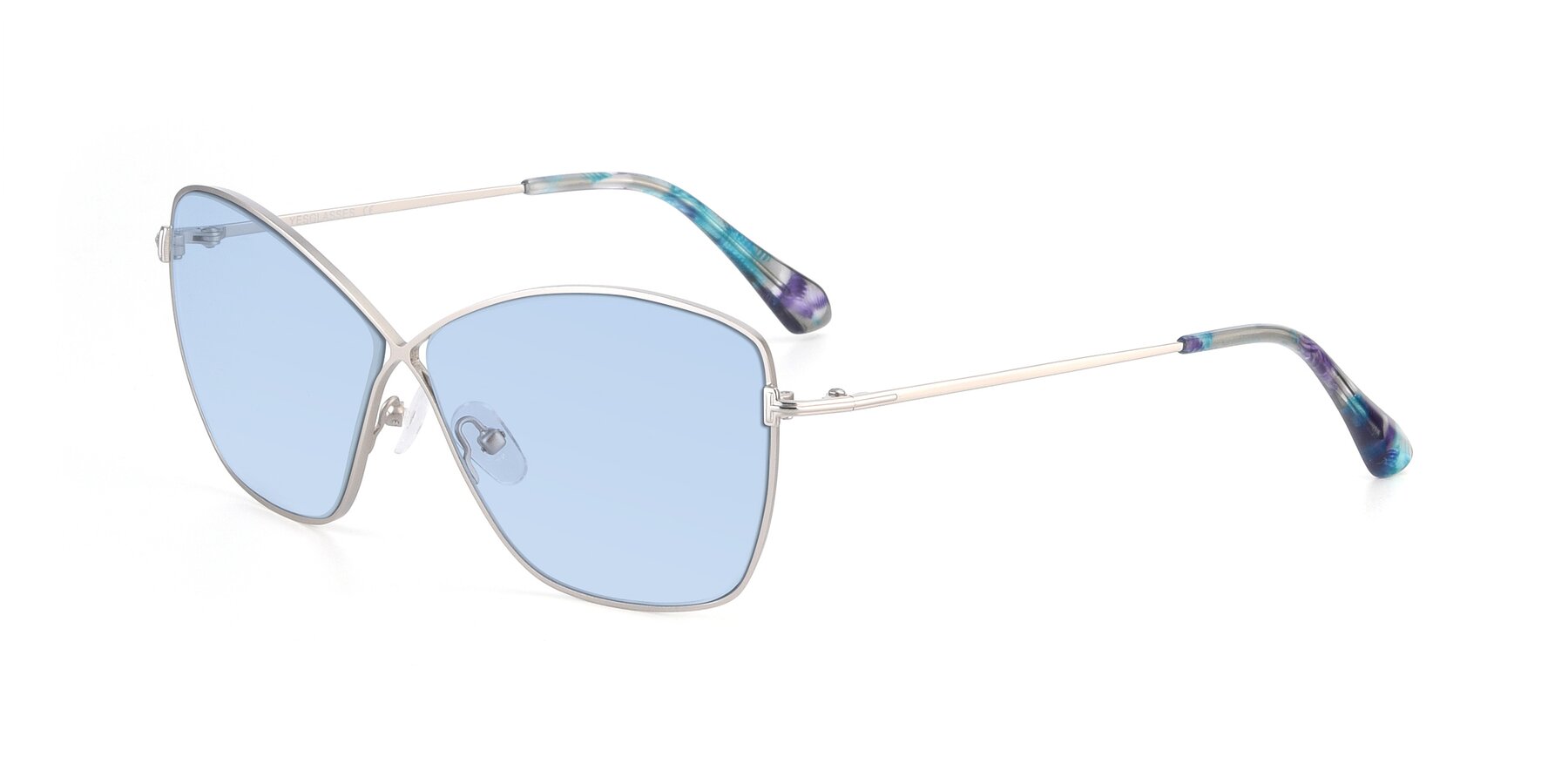 Angle of 9412 in Silver with Light Blue Tinted Lenses
