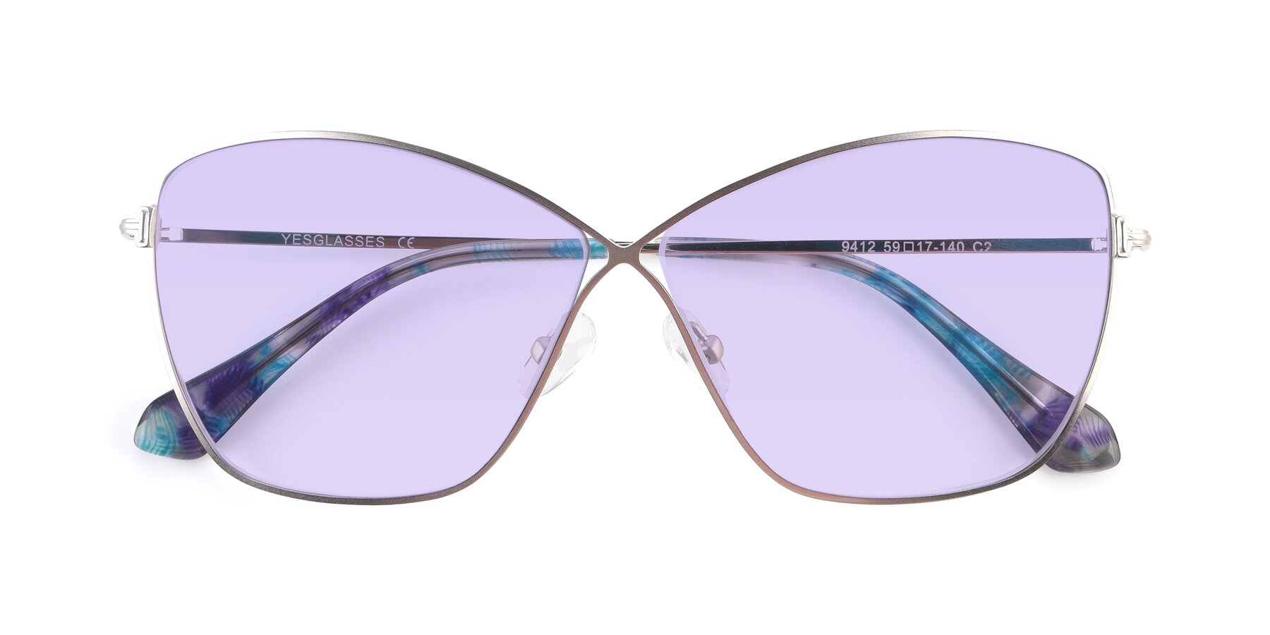 Folded Front of 9412 in Silver with Light Purple Tinted Lenses