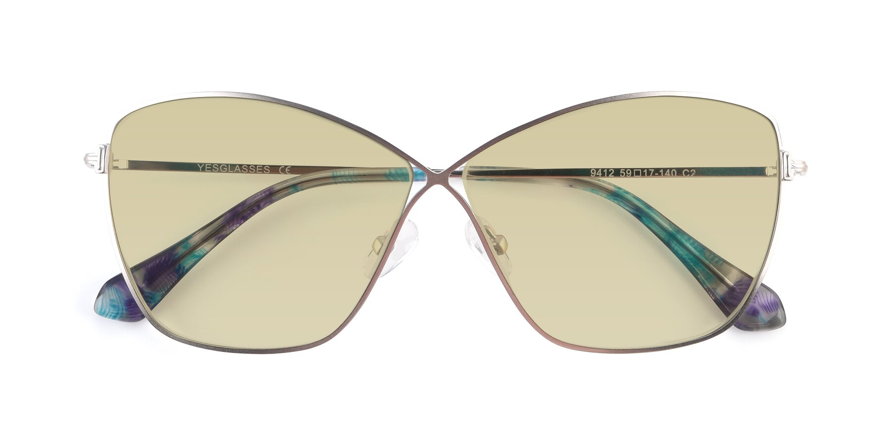 Folded Front of 9412 in Silver with Light Champagne Tinted Lenses