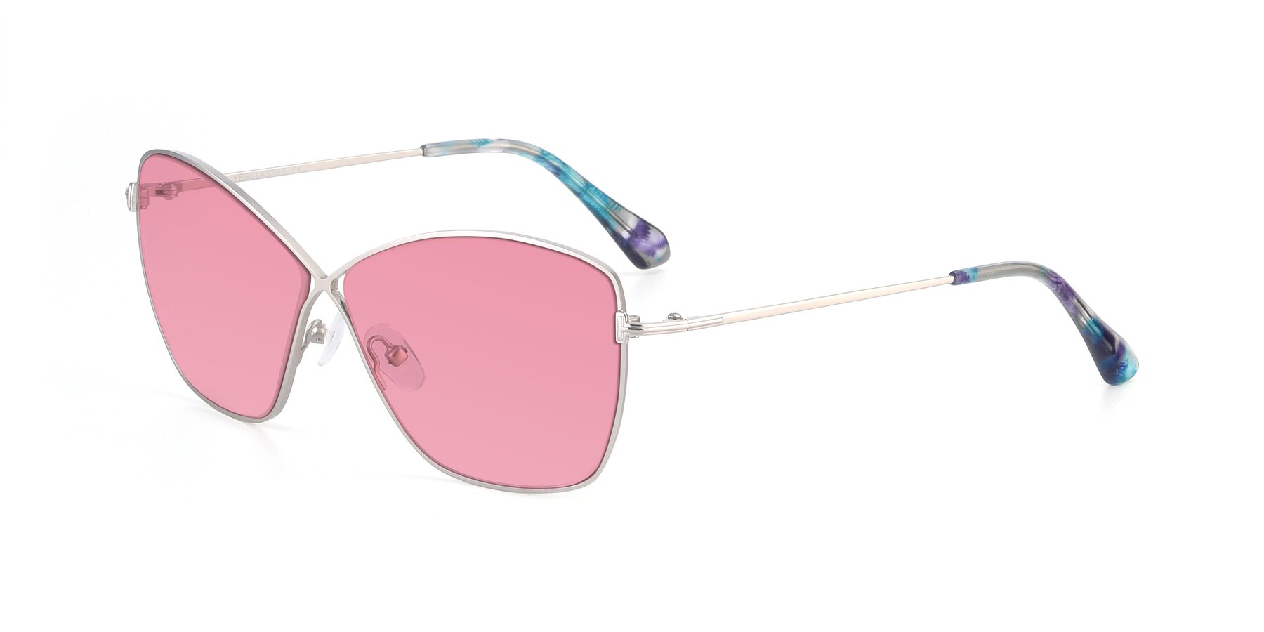 Angle of 9412 in Silver with Pink Tinted Lenses