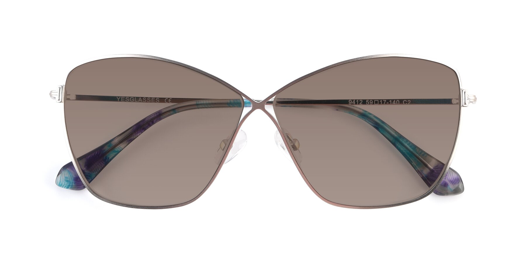 Folded Front of 9412 in Silver with Medium Brown Tinted Lenses