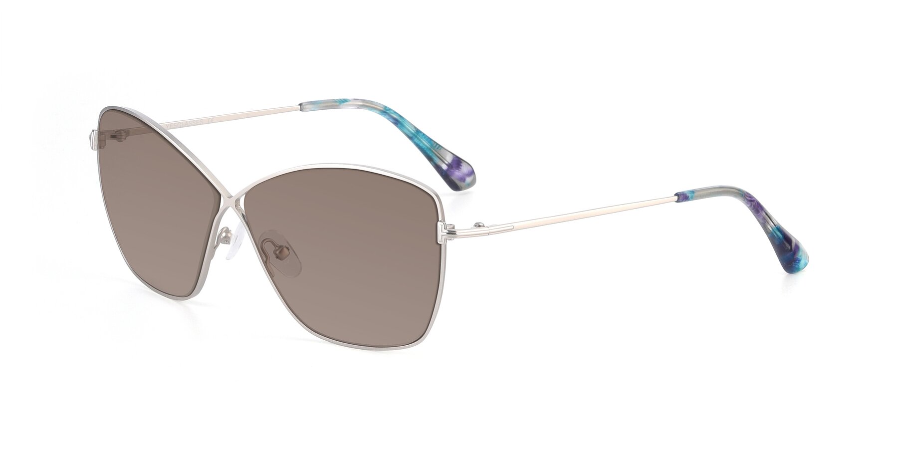 Angle of 9412 in Silver with Medium Brown Tinted Lenses