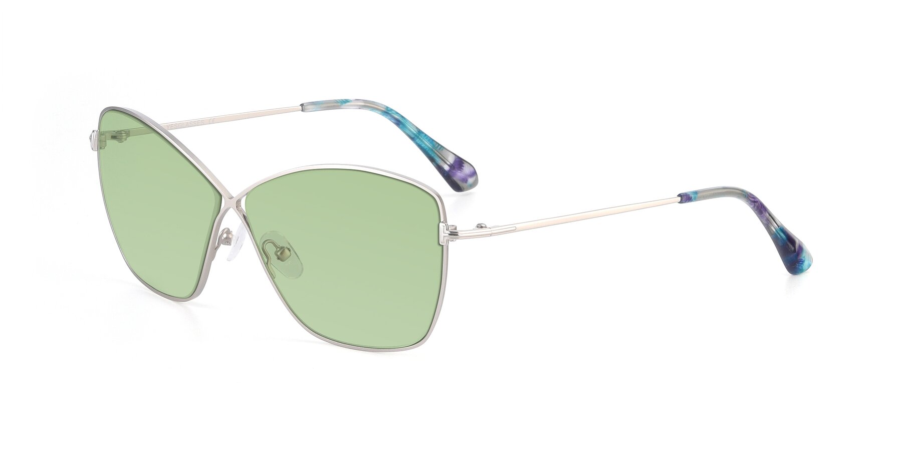 Angle of 9412 in Silver with Medium Green Tinted Lenses