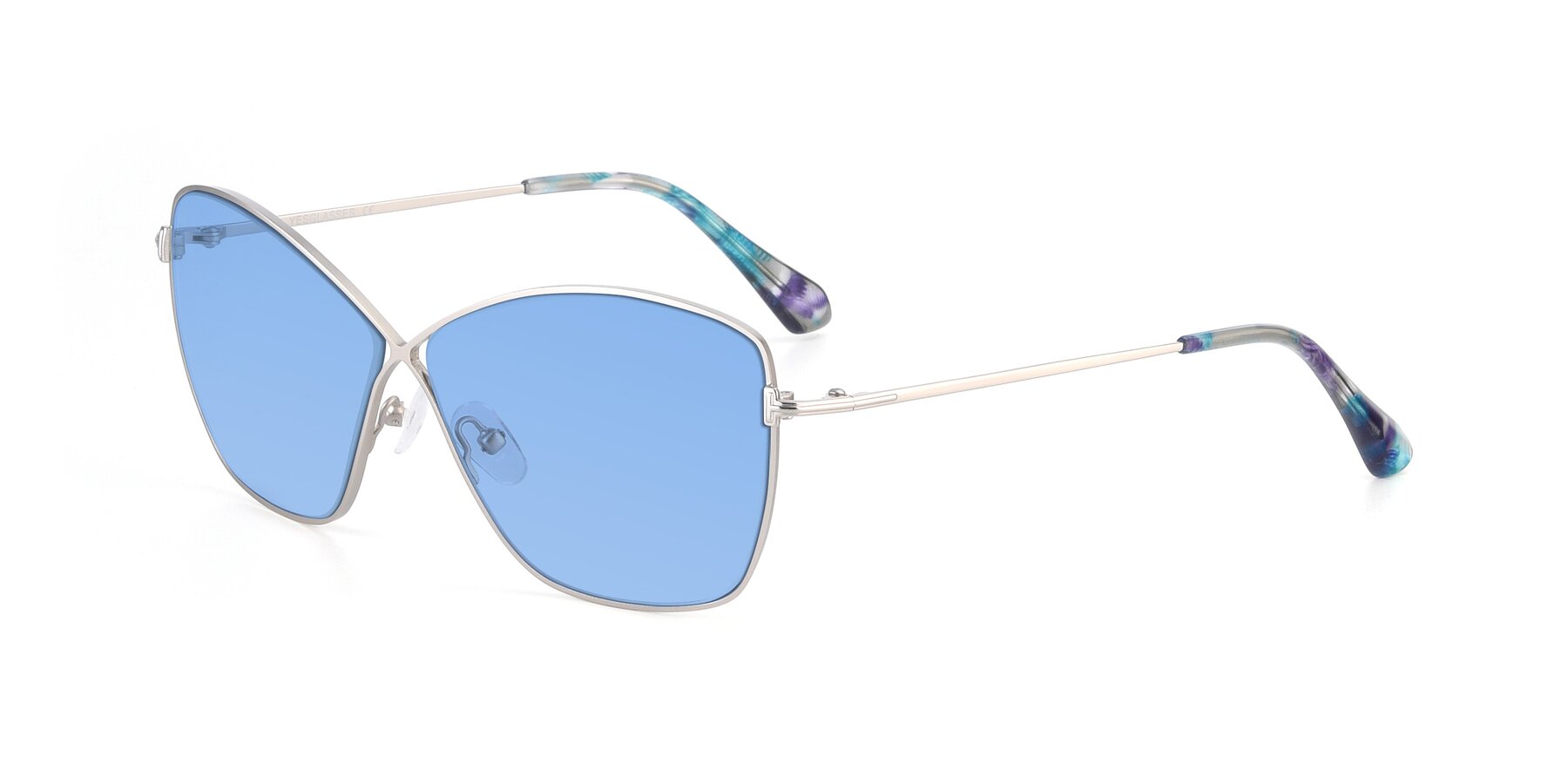 Angle of 9412 in Silver with Medium Blue Tinted Lenses