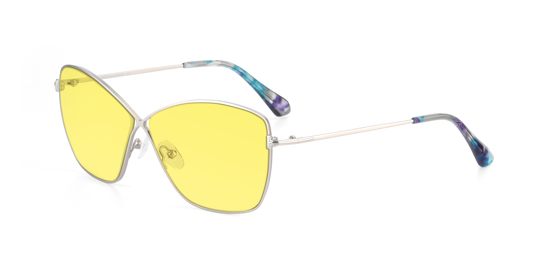 Angle of 9412 in Silver with Medium Yellow Tinted Lenses