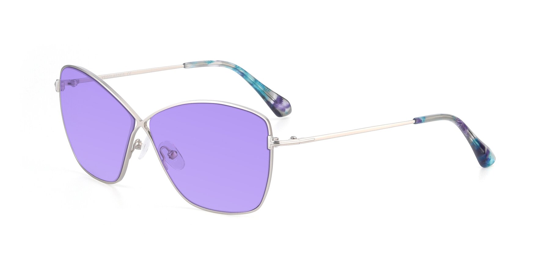 Angle of 9412 in Silver with Medium Purple Tinted Lenses