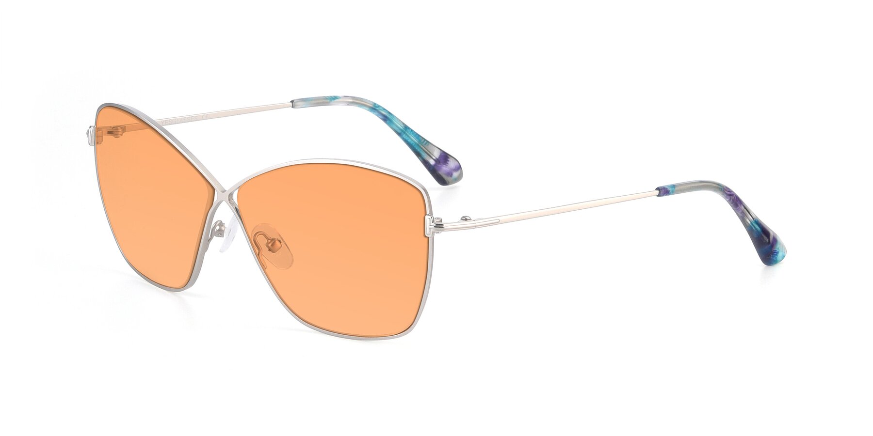 Angle of 9412 in Silver with Medium Orange Tinted Lenses