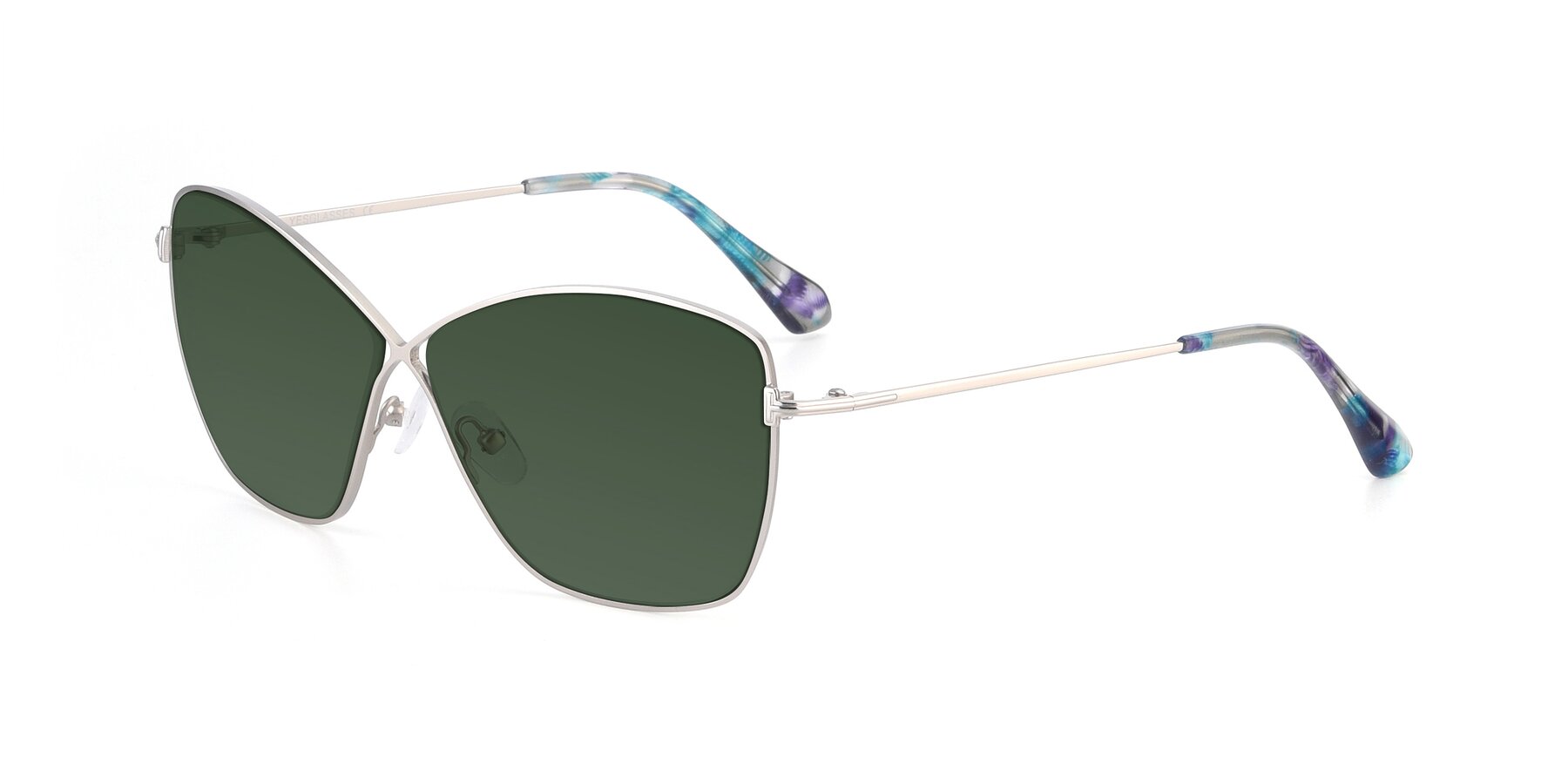 Angle of 9412 in Silver with Green Tinted Lenses