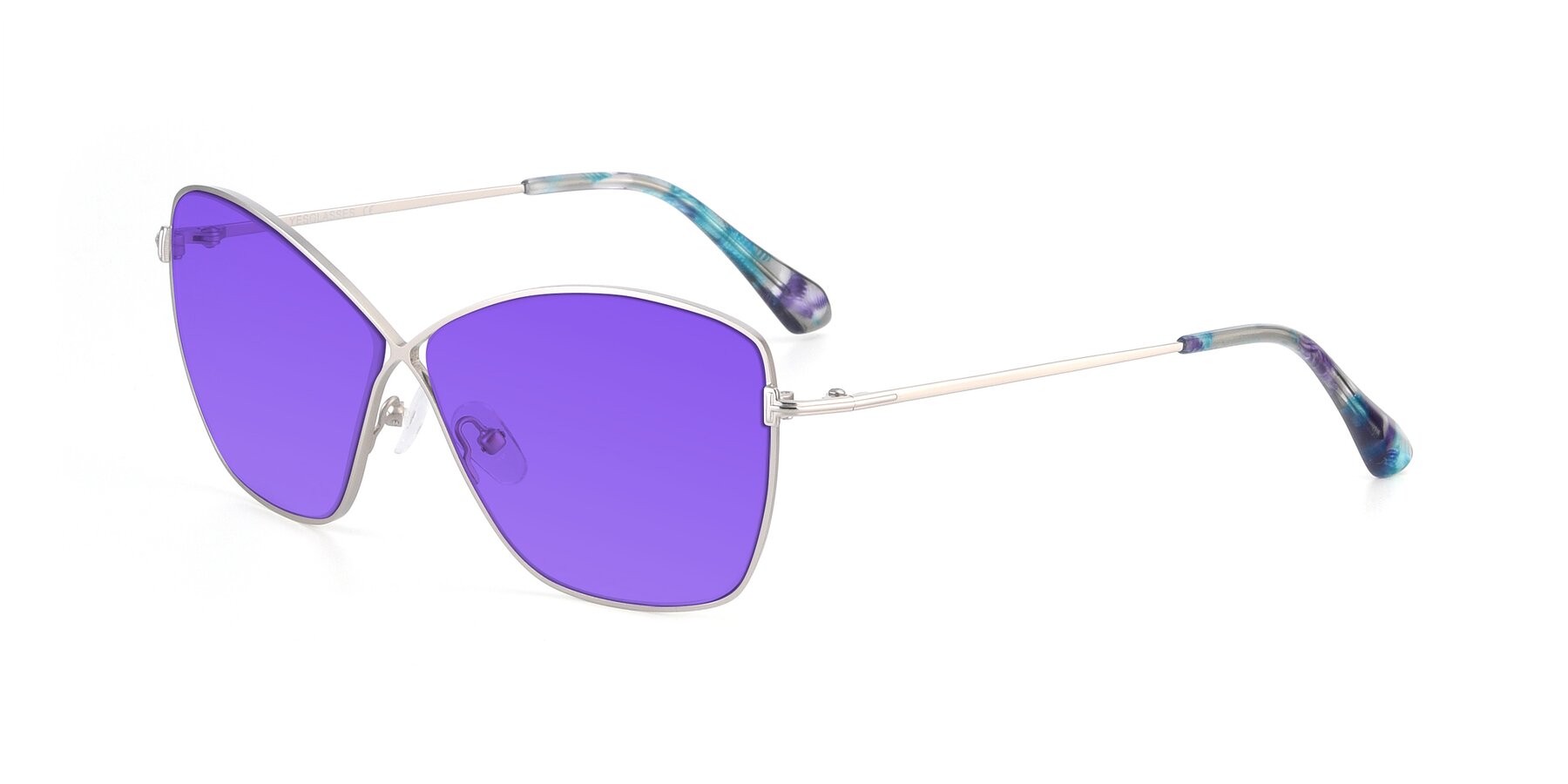 Angle of 9412 in Silver with Purple Tinted Lenses