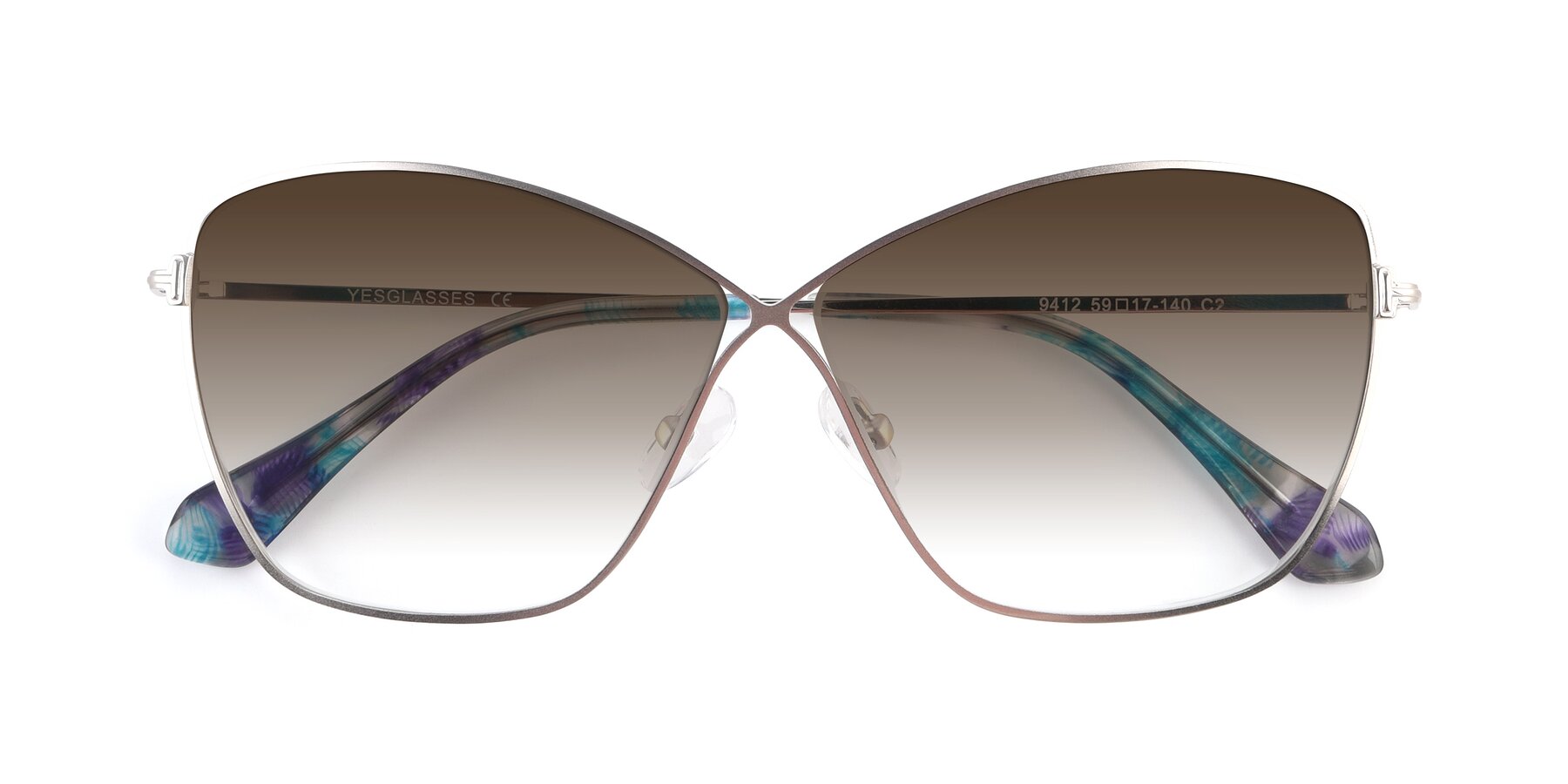 Folded Front of 9412 in Silver with Brown Gradient Lenses