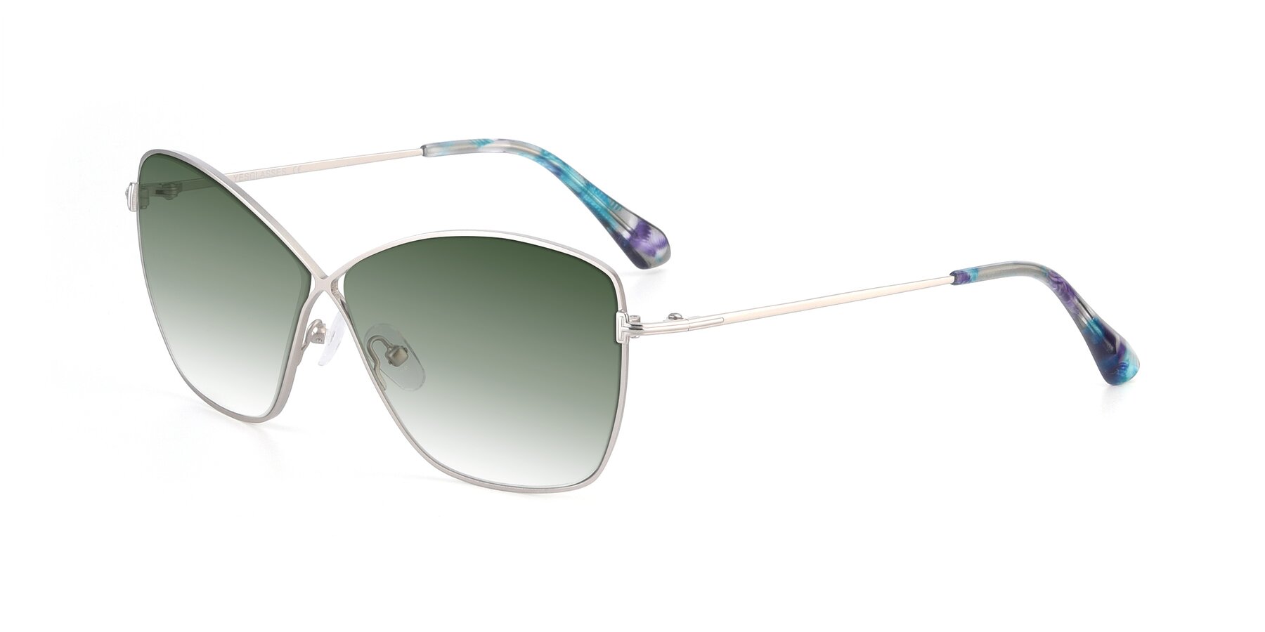 Angle of 9412 in Silver with Green Gradient Lenses
