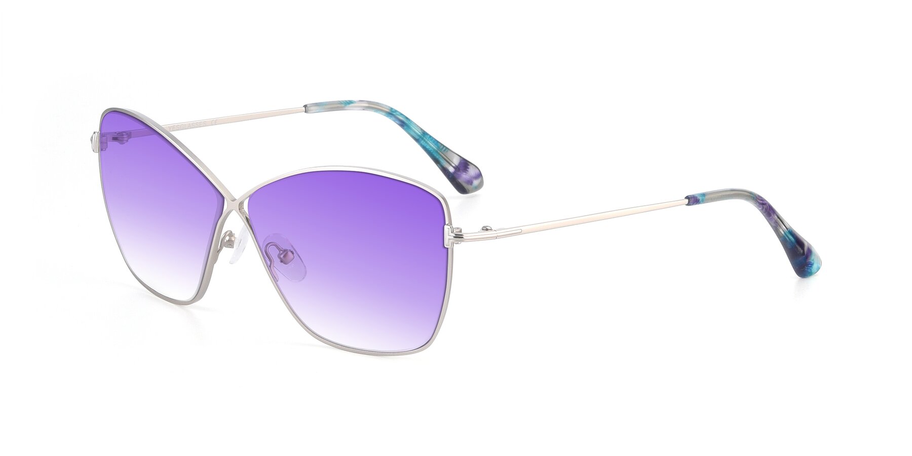 Angle of 9412 in Silver with Purple Gradient Lenses