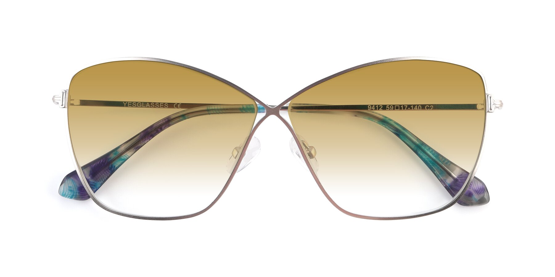 Folded Front of 9412 in Silver with Champagne Gradient Lenses