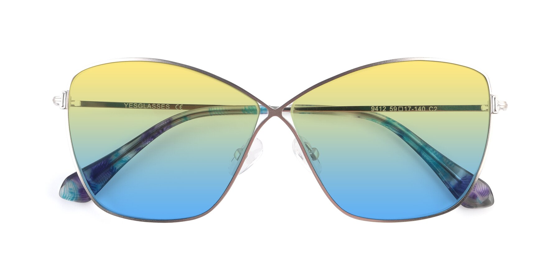 Folded Front of 9412 in Silver with Yellow / Blue Gradient Lenses