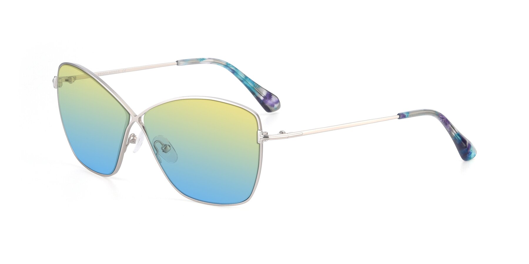 Angle of 9412 in Silver with Yellow / Blue Gradient Lenses