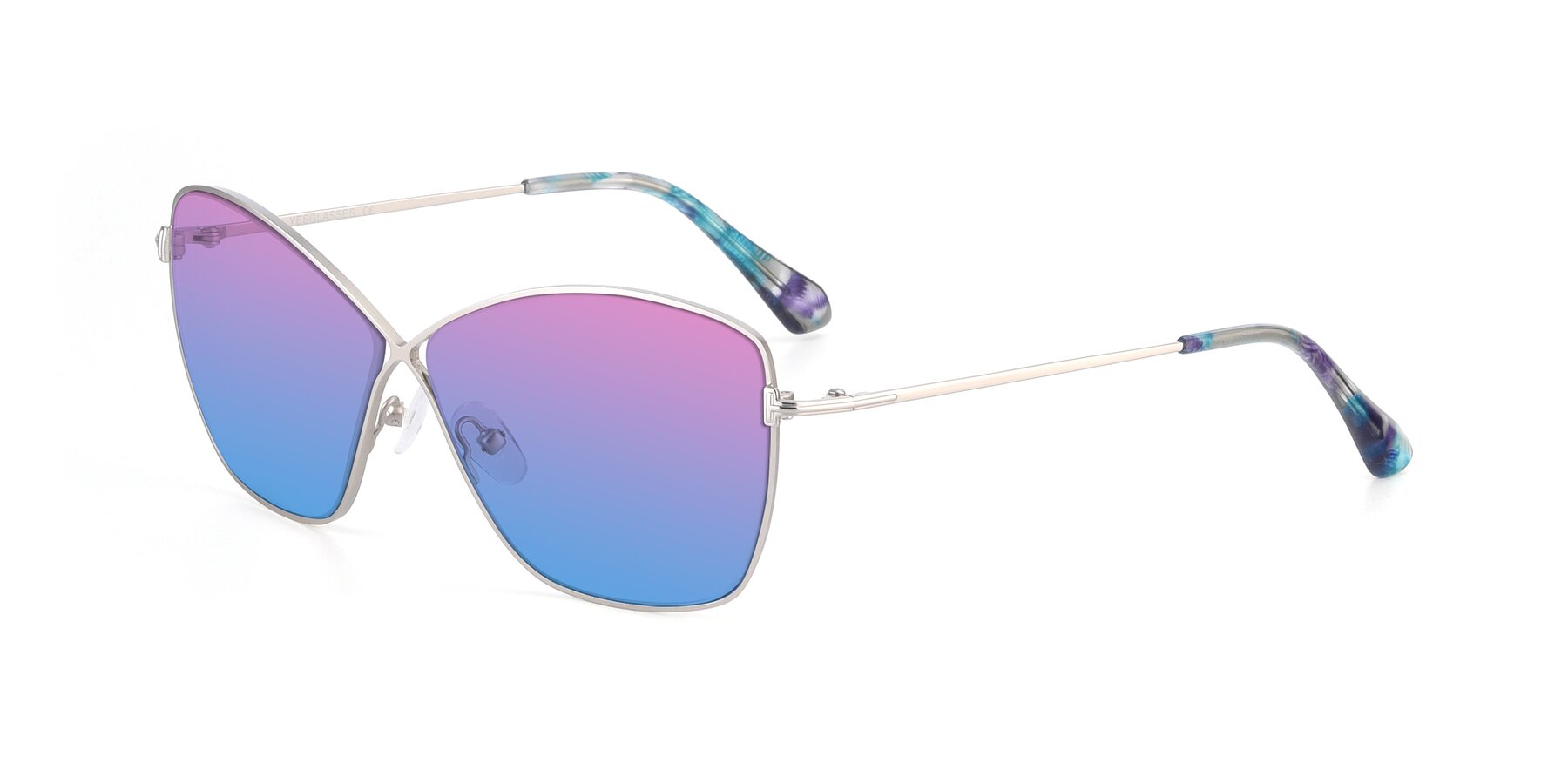 Angle of 9412 in Silver with Pink / Blue Gradient Lenses