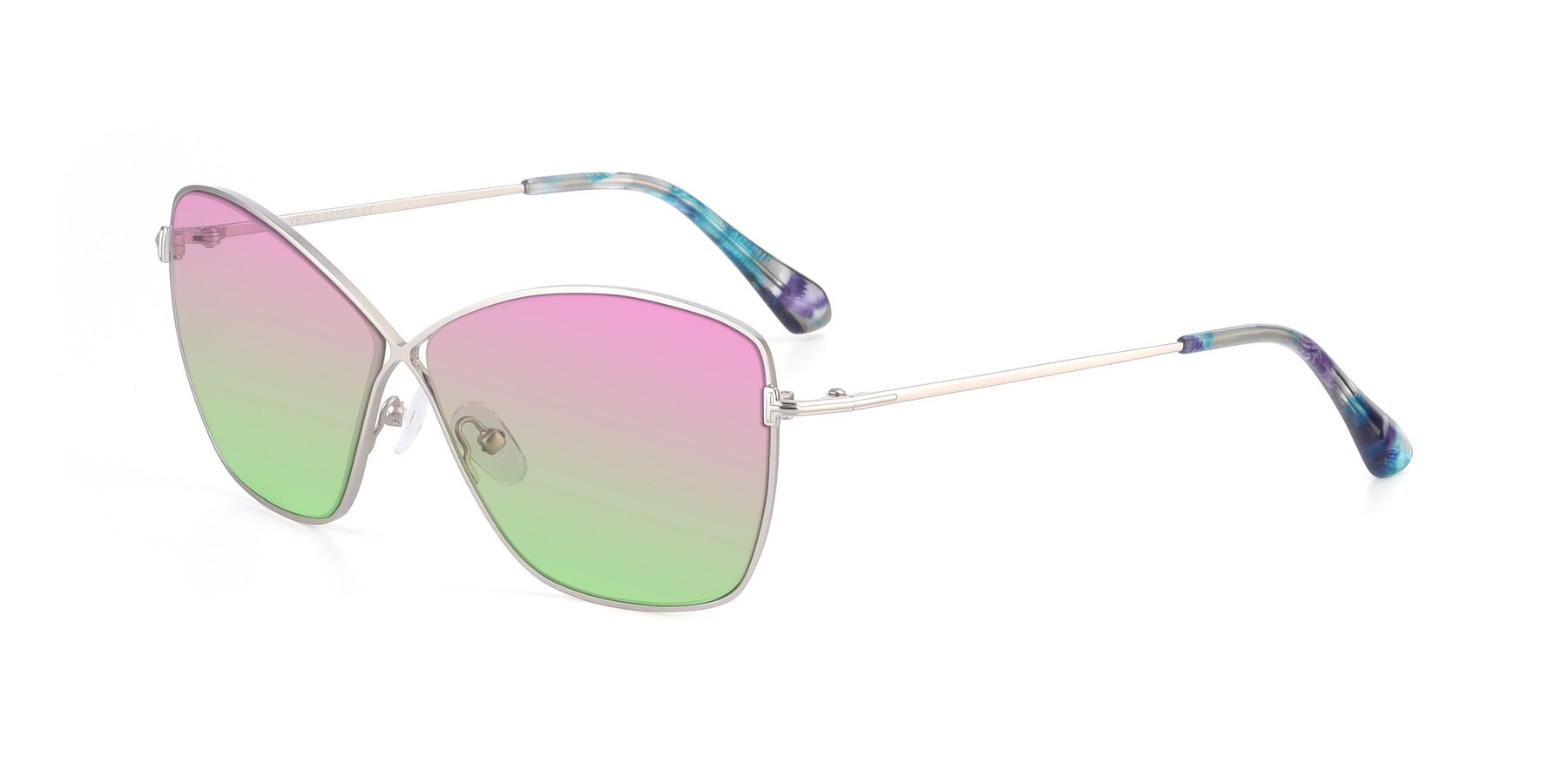 Angle of 9412 in Silver with Pink / Green Gradient Lenses