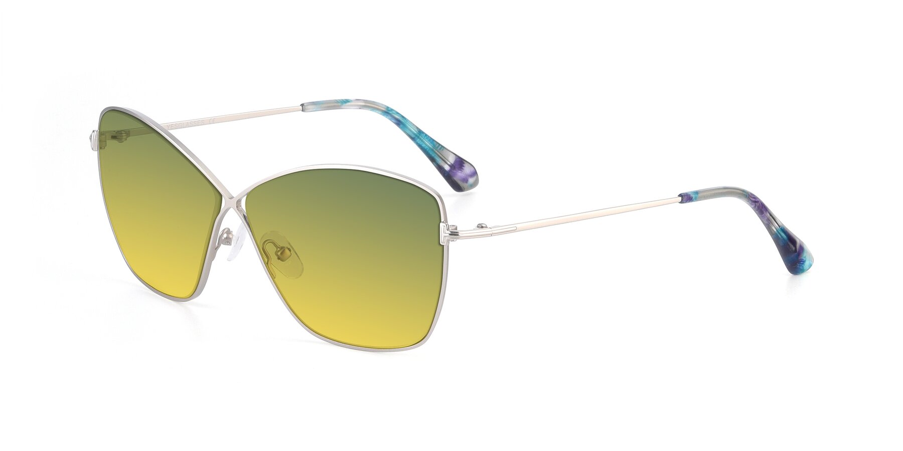 Angle of 9412 in Silver with Green / Yellow Gradient Lenses
