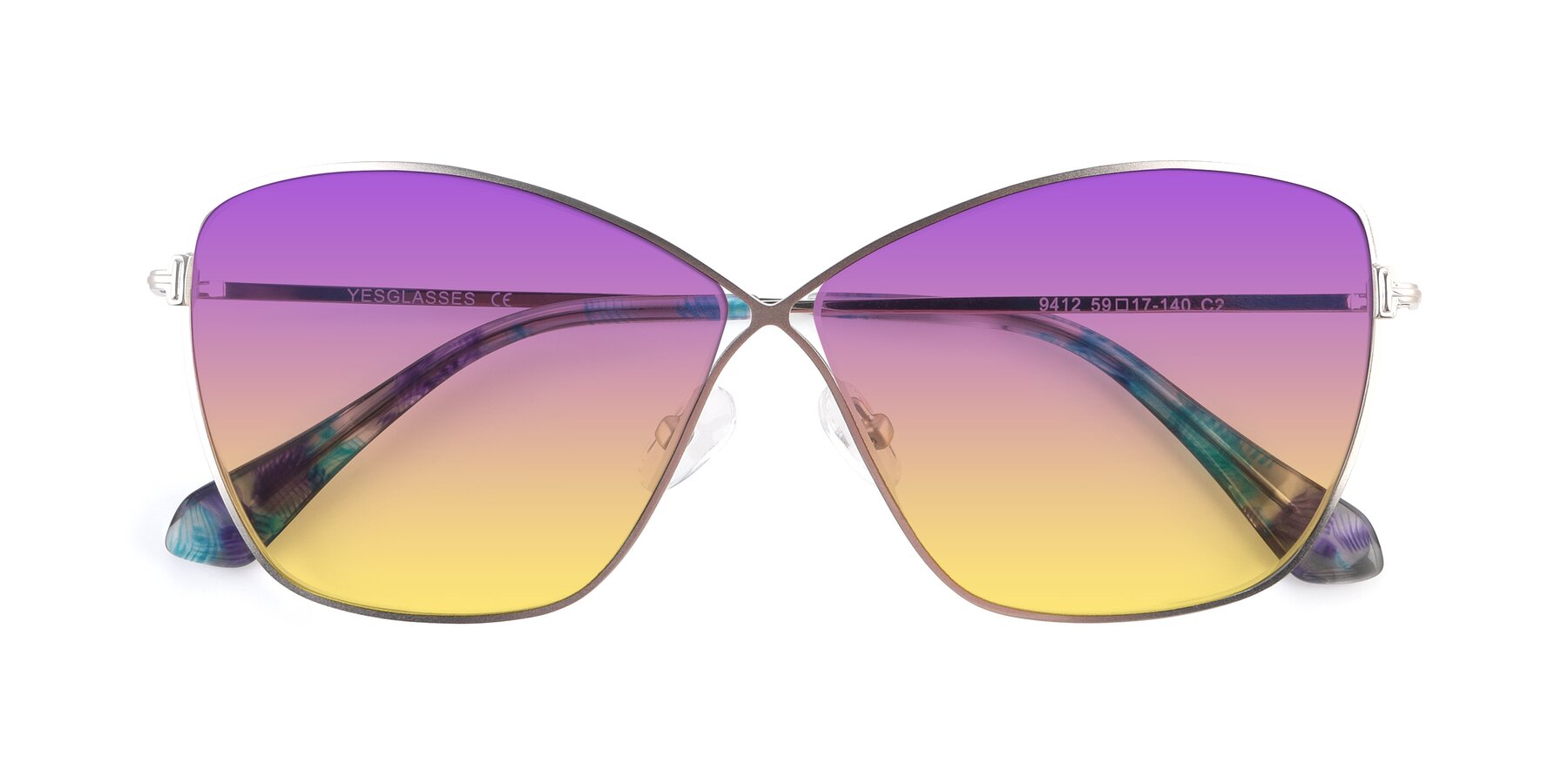 Folded Front of 9412 in Silver with Purple / Yellow Gradient Lenses
