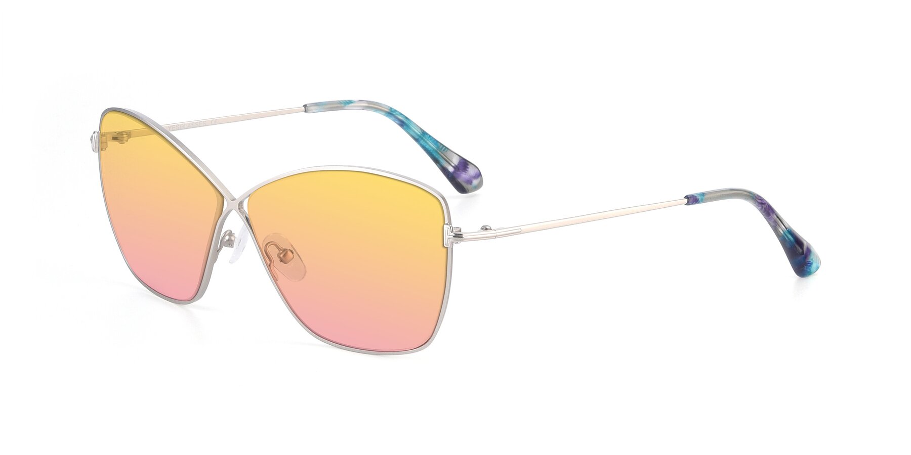 Angle of 9412 in Silver with Yellow / Pink Gradient Lenses