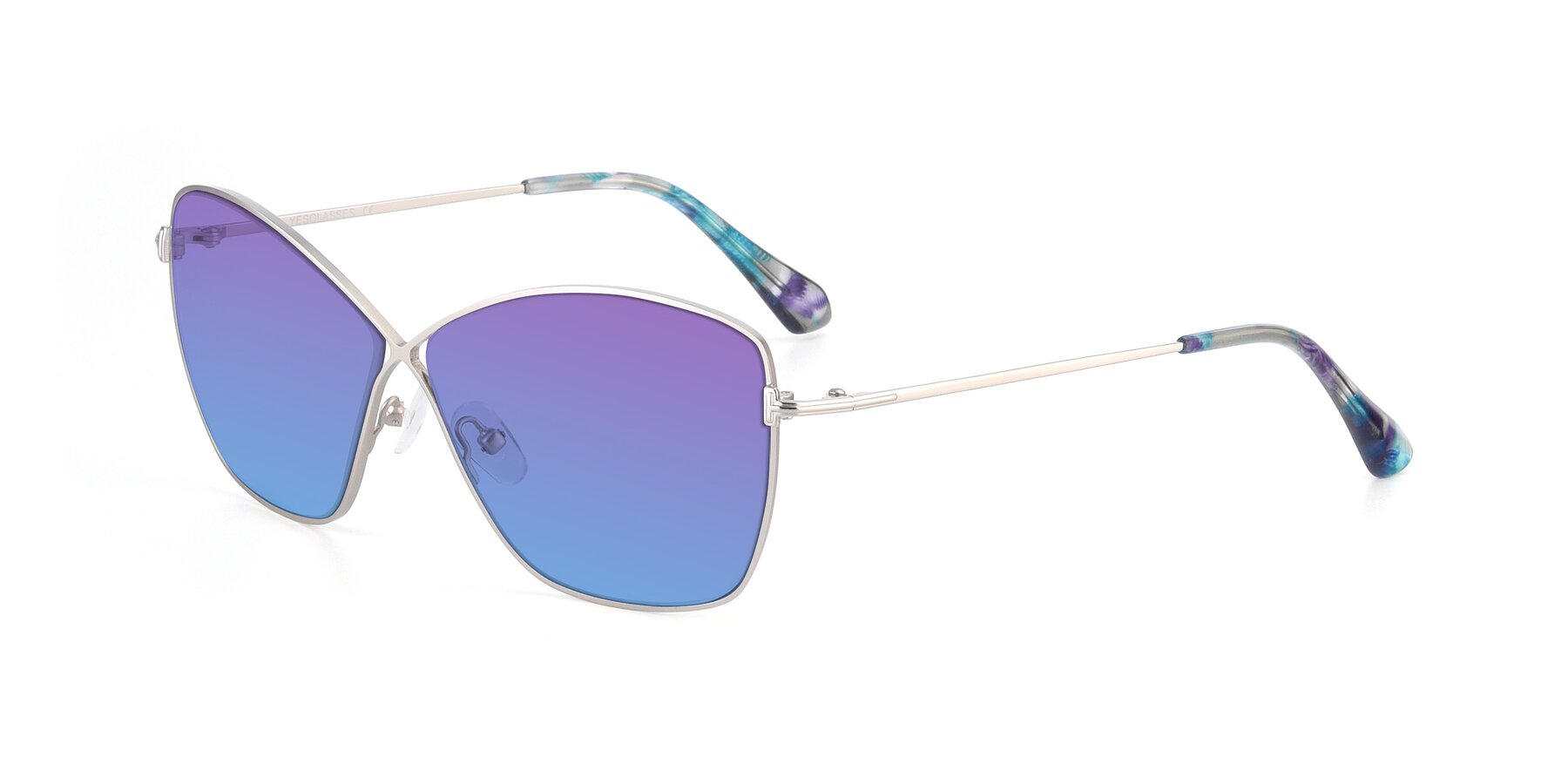 Angle of 9412 in Silver with Purple / Blue Gradient Lenses