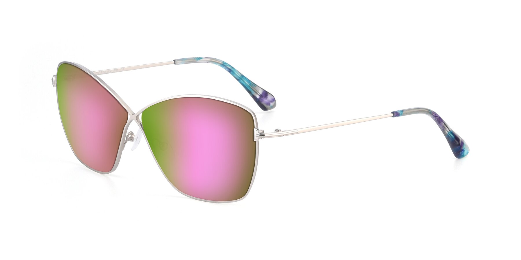 Angle of 9412 in Silver with Pink Mirrored Lenses