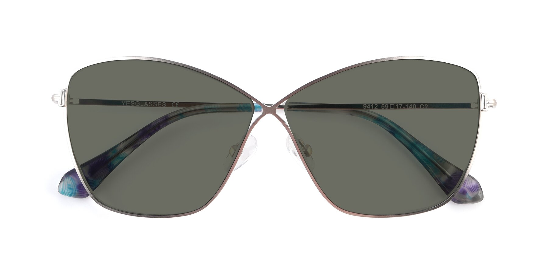 Folded Front of 9412 in Silver with Gray Polarized Lenses