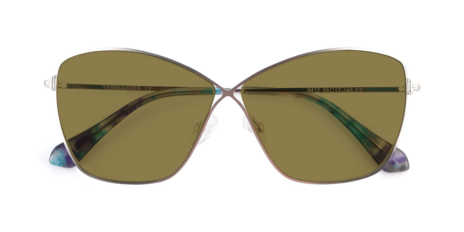Folded Front of 9412 in Silver with Brown Polarized Lenses