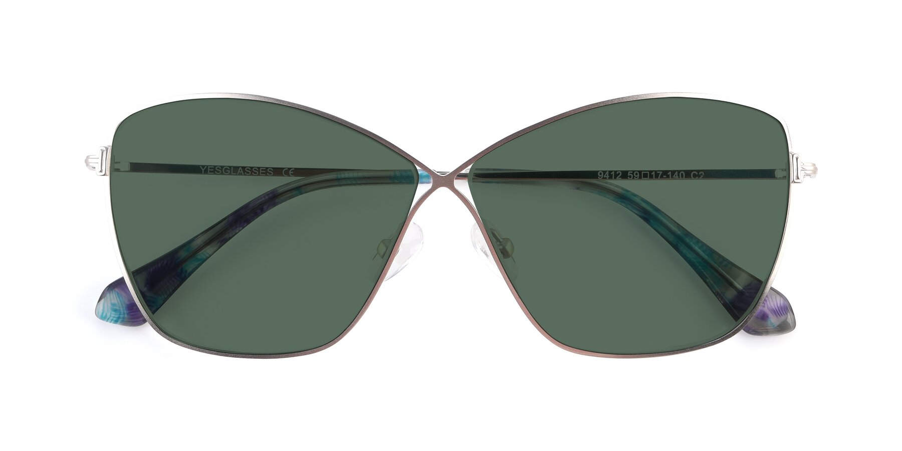 Folded Front of 9412 in Silver with Green Polarized Lenses
