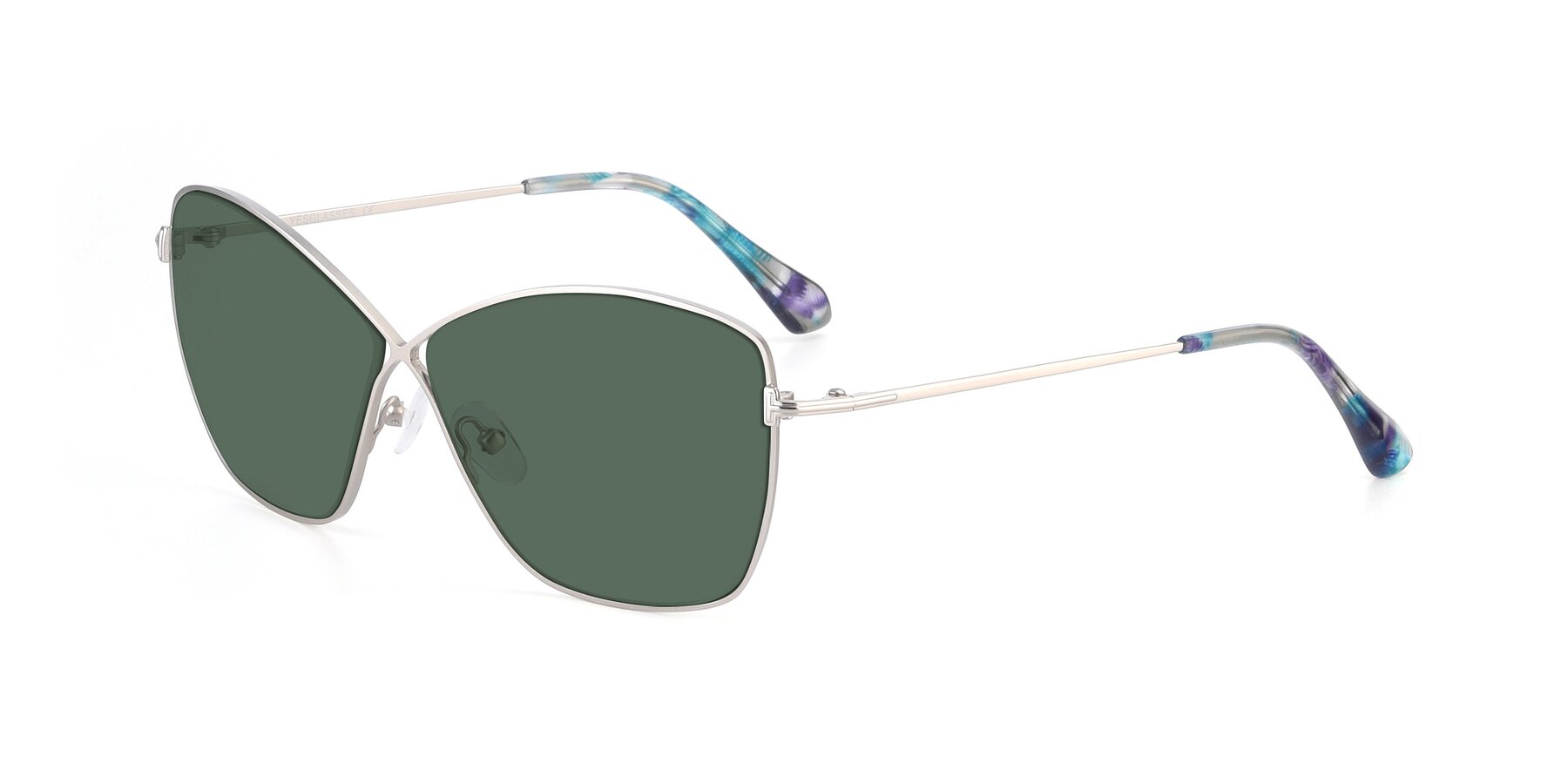 Angle of 9412 in Silver with Green Polarized Lenses