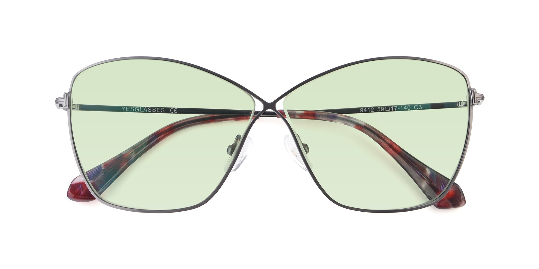 Folded Front of 9412 in Gunmetal with Light Green Tinted Lenses