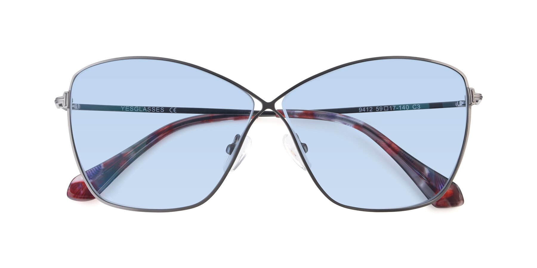 Folded Front of 9412 in Gunmetal with Light Blue Tinted Lenses