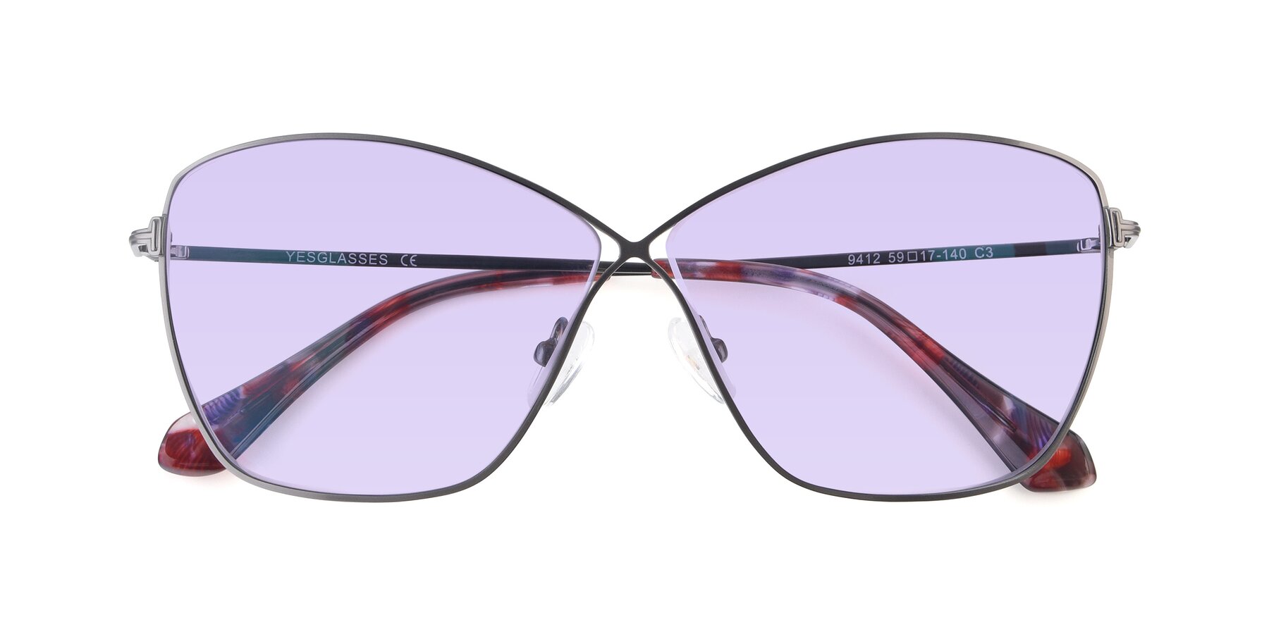Folded Front of 9412 in Gunmetal with Light Purple Tinted Lenses