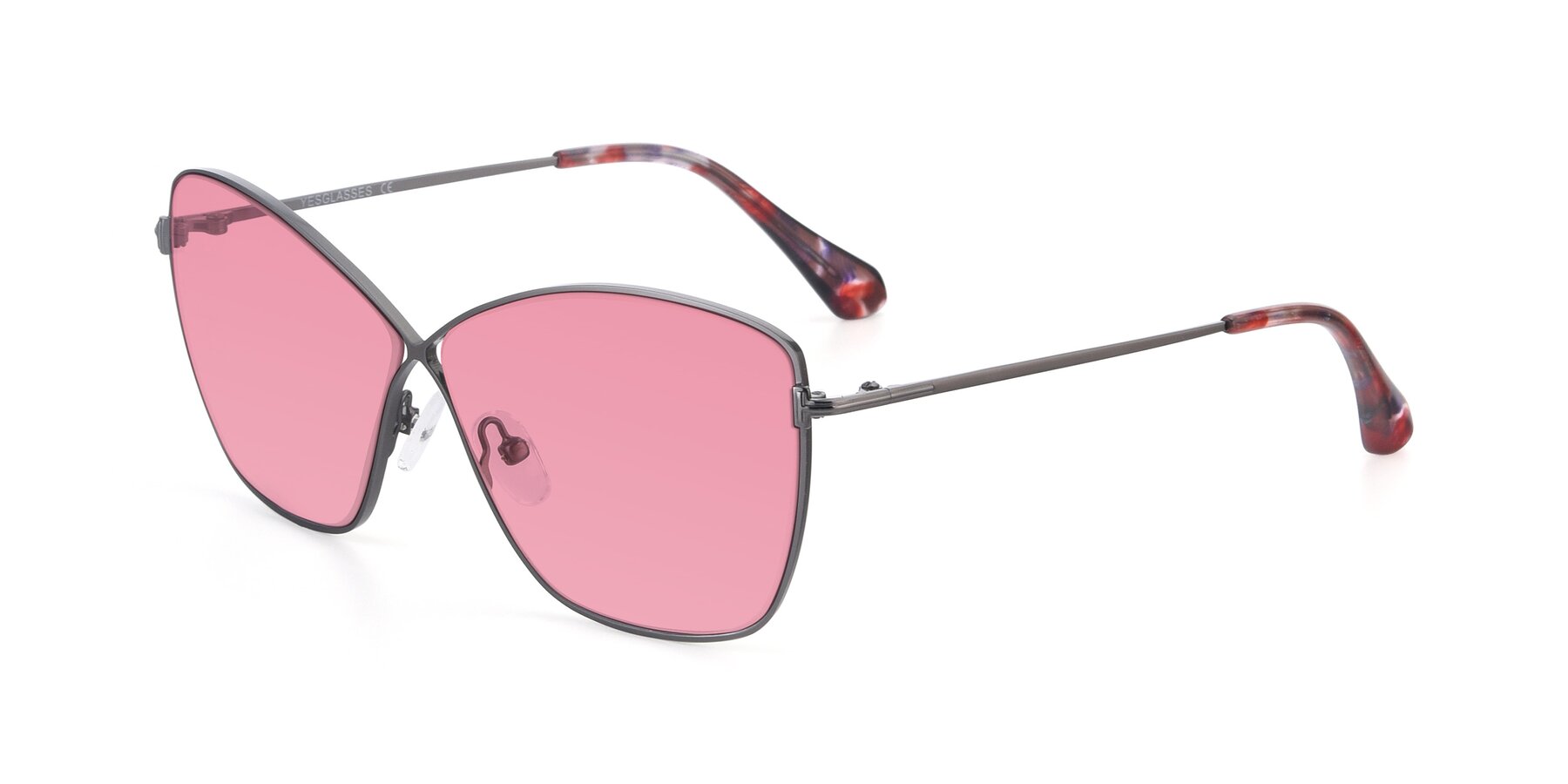 Angle of 9412 in Gunmetal with Pink Tinted Lenses