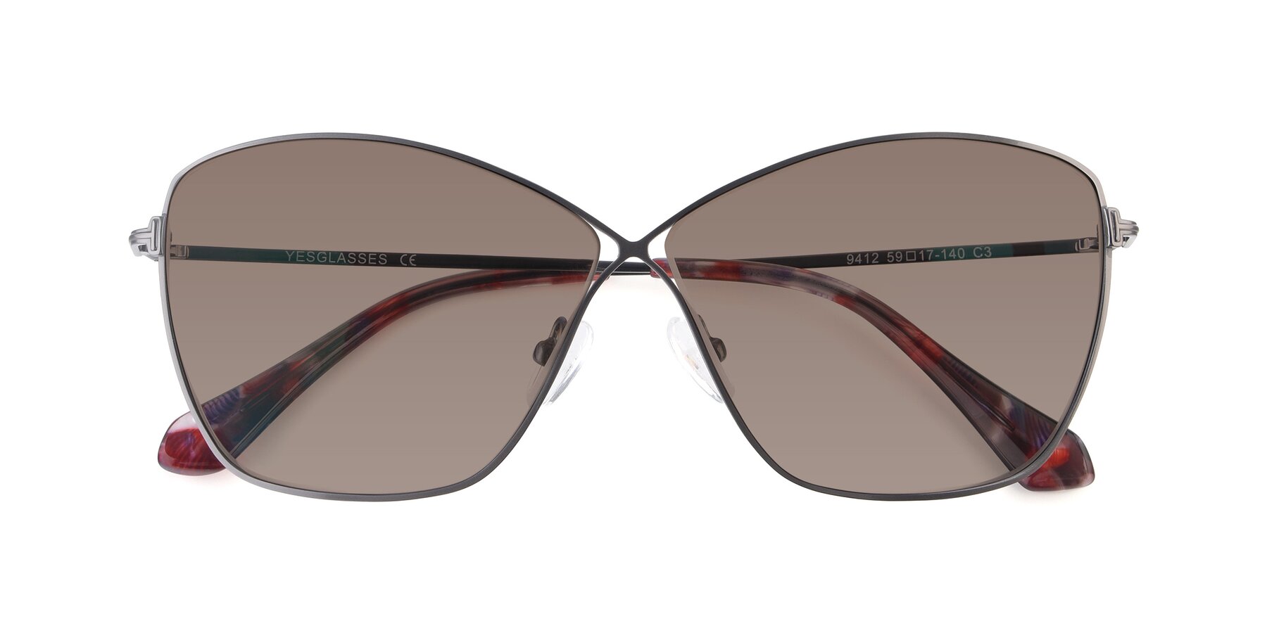 Folded Front of 9412 in Gunmetal with Medium Brown Tinted Lenses