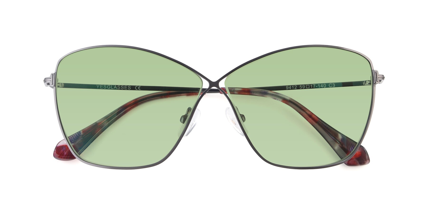 Folded Front of 9412 in Gunmetal with Medium Green Tinted Lenses
