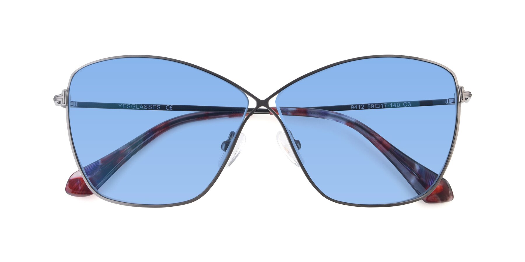 Folded Front of 9412 in Gunmetal with Medium Blue Tinted Lenses