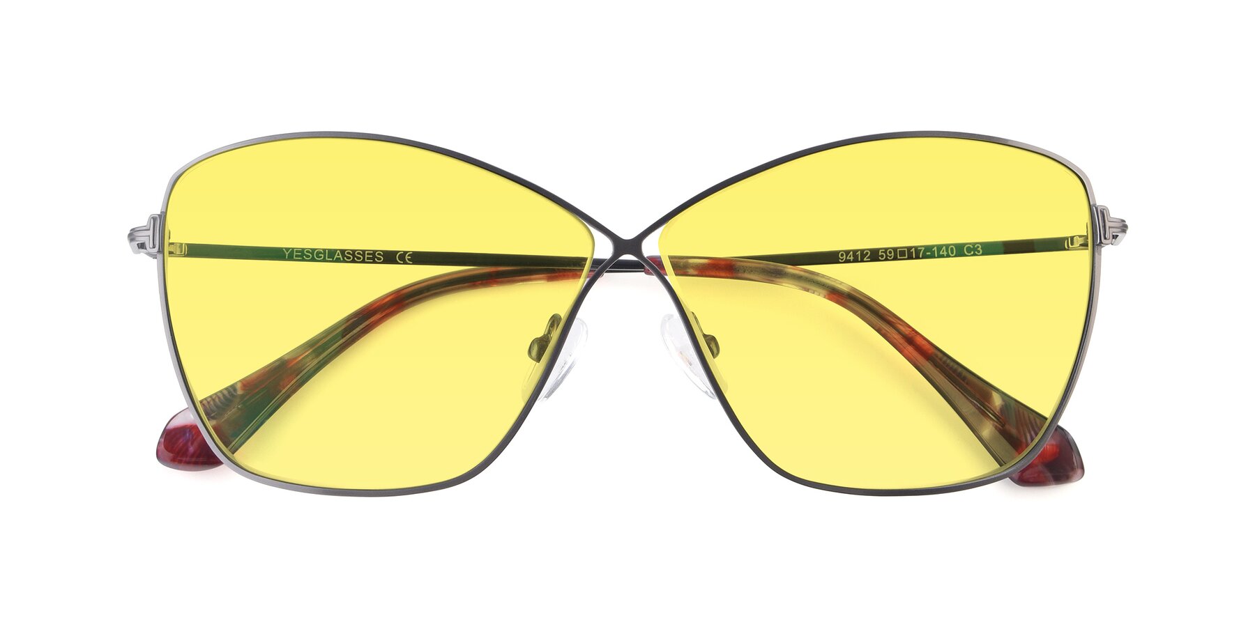 Folded Front of 9412 in Gunmetal with Medium Yellow Tinted Lenses