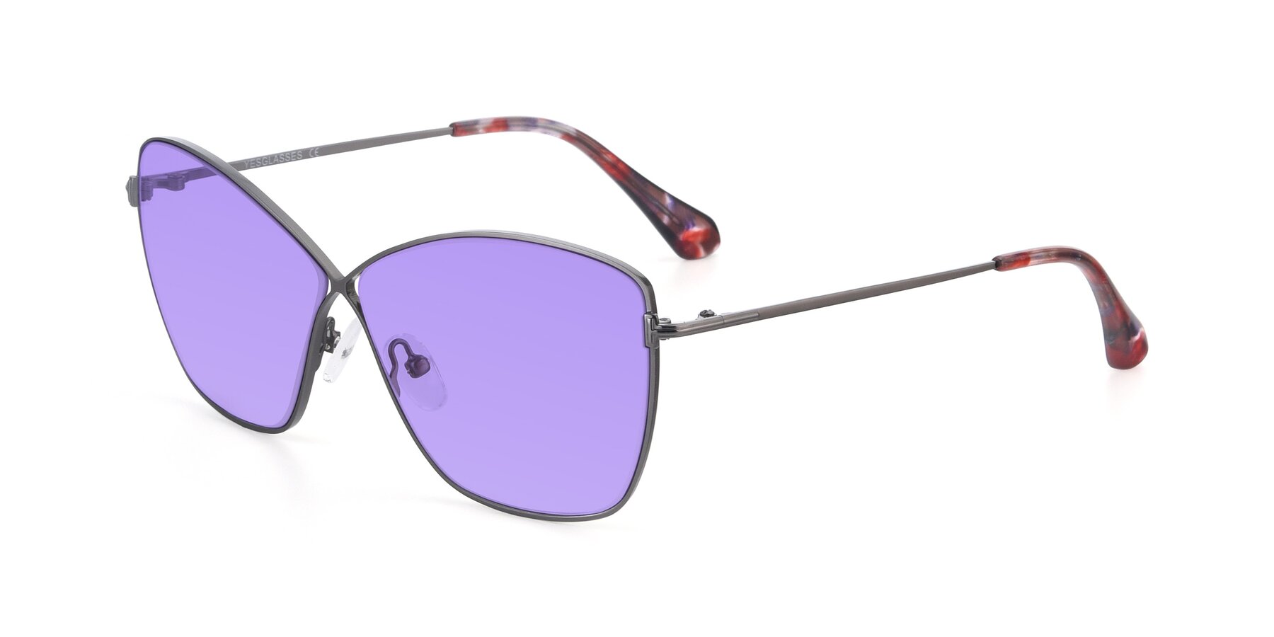 Angle of 9412 in Gunmetal with Medium Purple Tinted Lenses