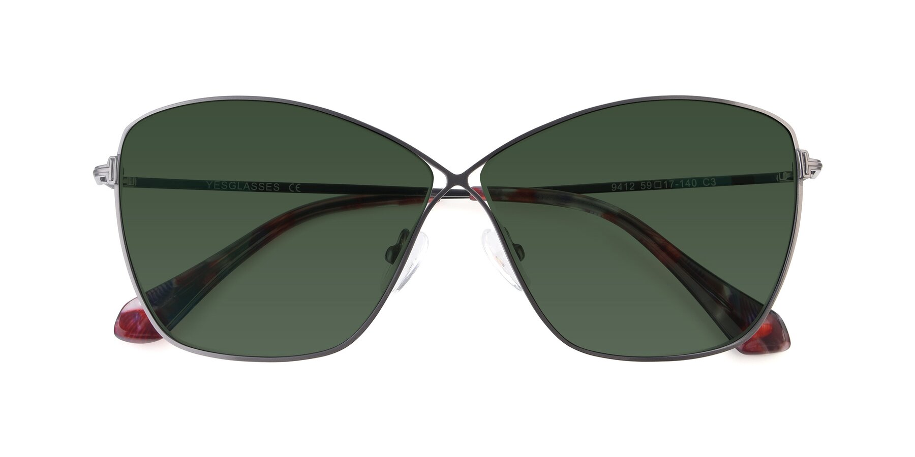 Folded Front of 9412 in Gunmetal with Green Tinted Lenses