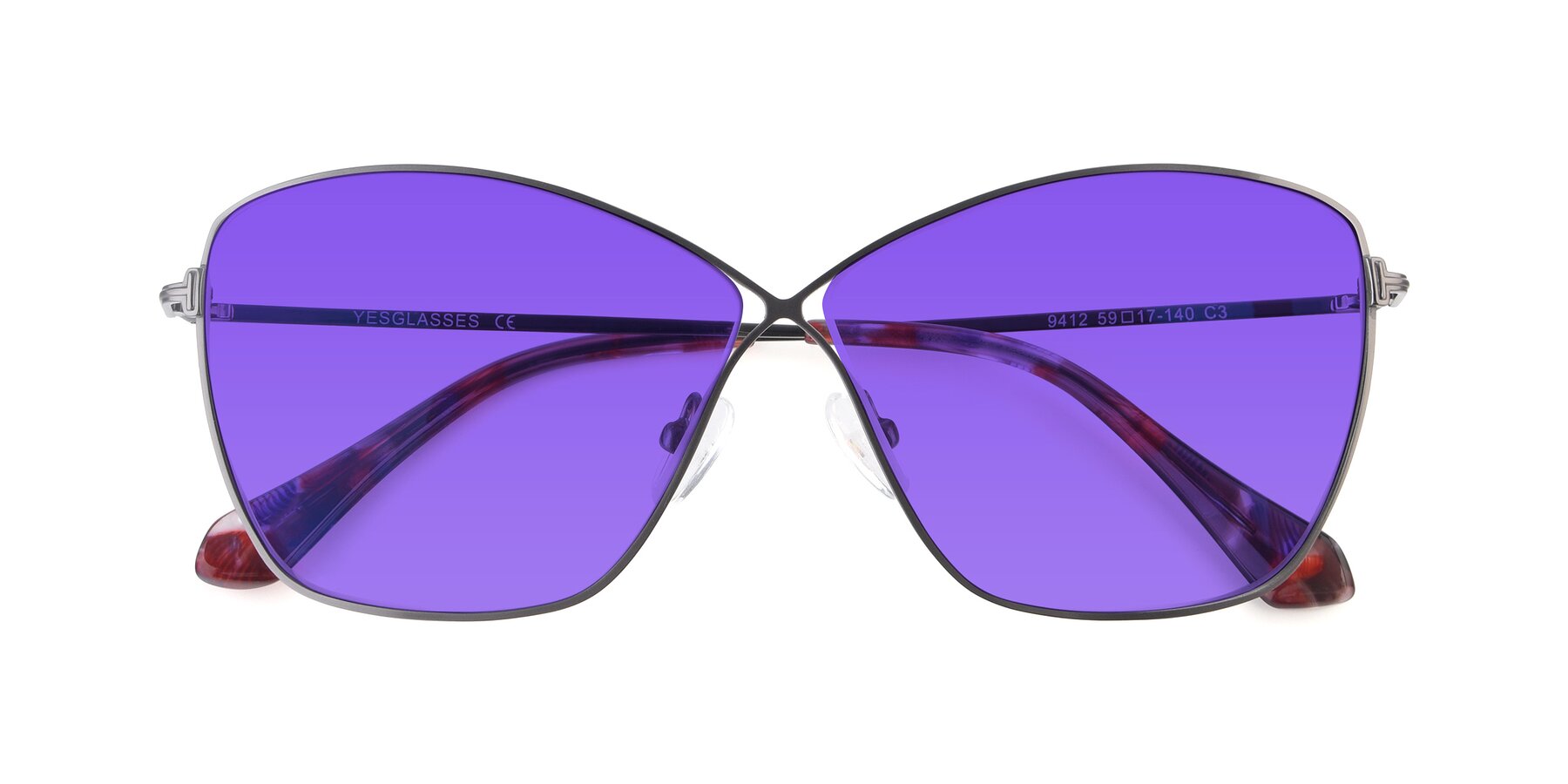 Folded Front of 9412 in Gunmetal with Purple Tinted Lenses