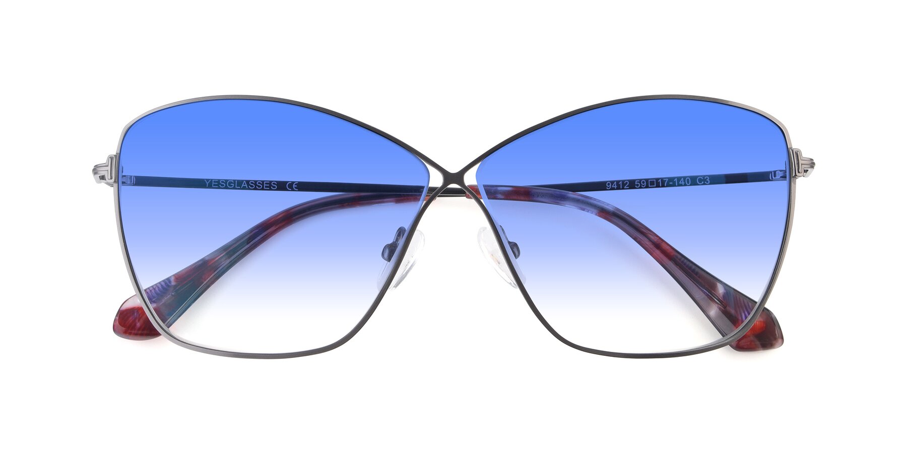 Folded Front of 9412 in Gunmetal with Blue Gradient Lenses